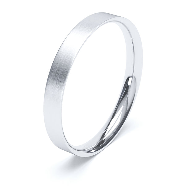 3mm Matt Finish Flat Court Profile Wedding Band