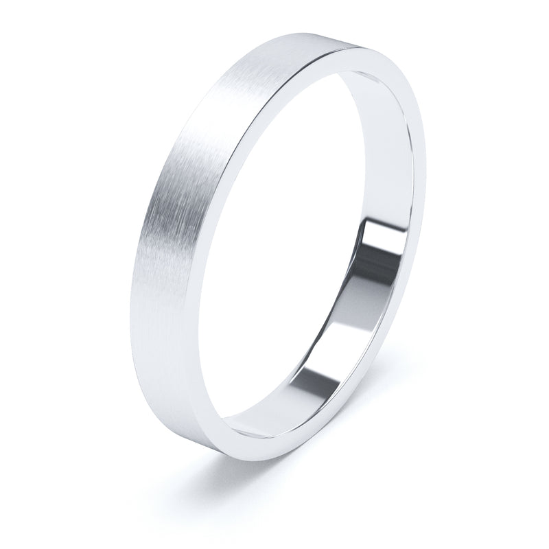 3mm Matt Finish Flat Profile Wedding Band