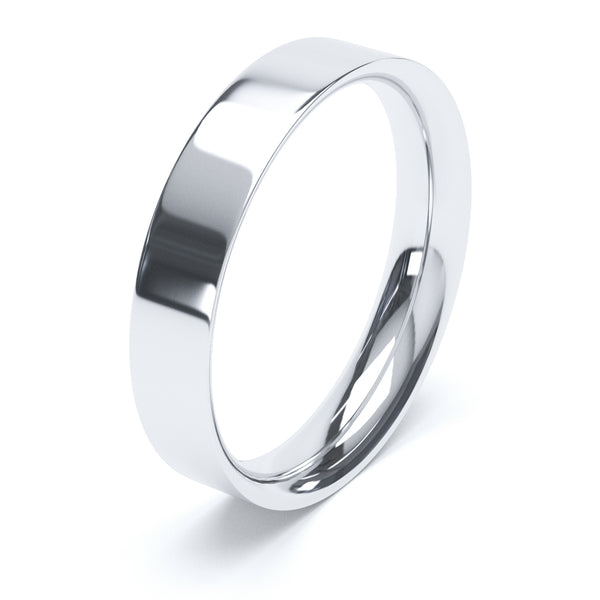 4mm Polished Flat Court Profile Wedding Band