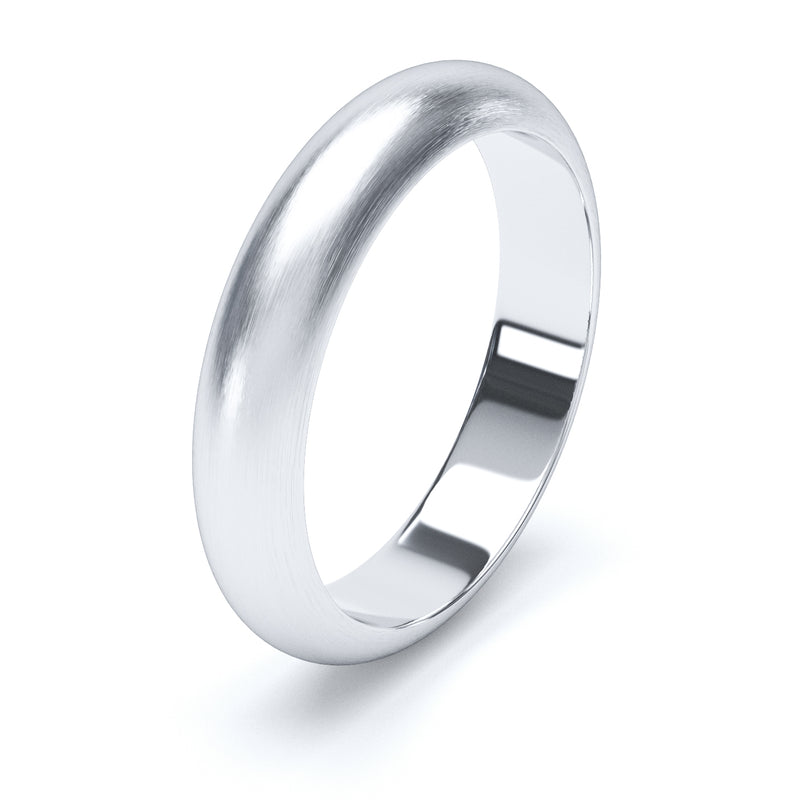 4mm Matt Finish D Shape Profile Wedding Band