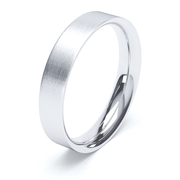 4mm Matt Finish Flat Court Profile Wedding Band