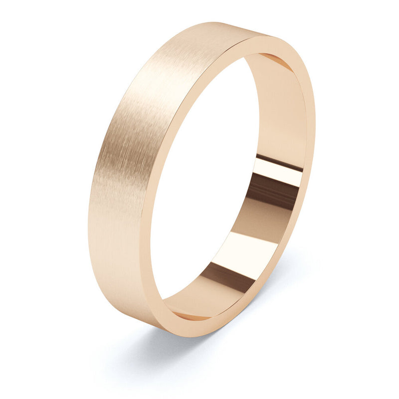 4mm Matt Finish Flat Profile Wedding Band