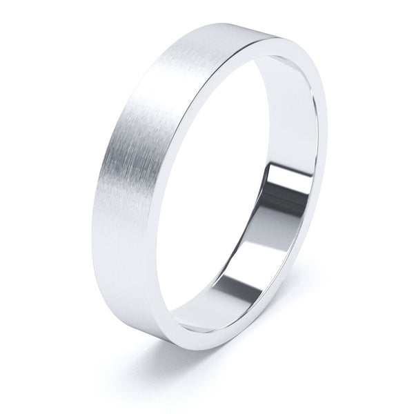 4mm Matt Finish Flat Profile Wedding Band