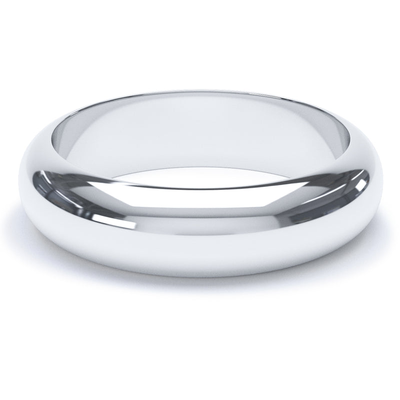 5mm Polished D Shape Profile Wedding Band