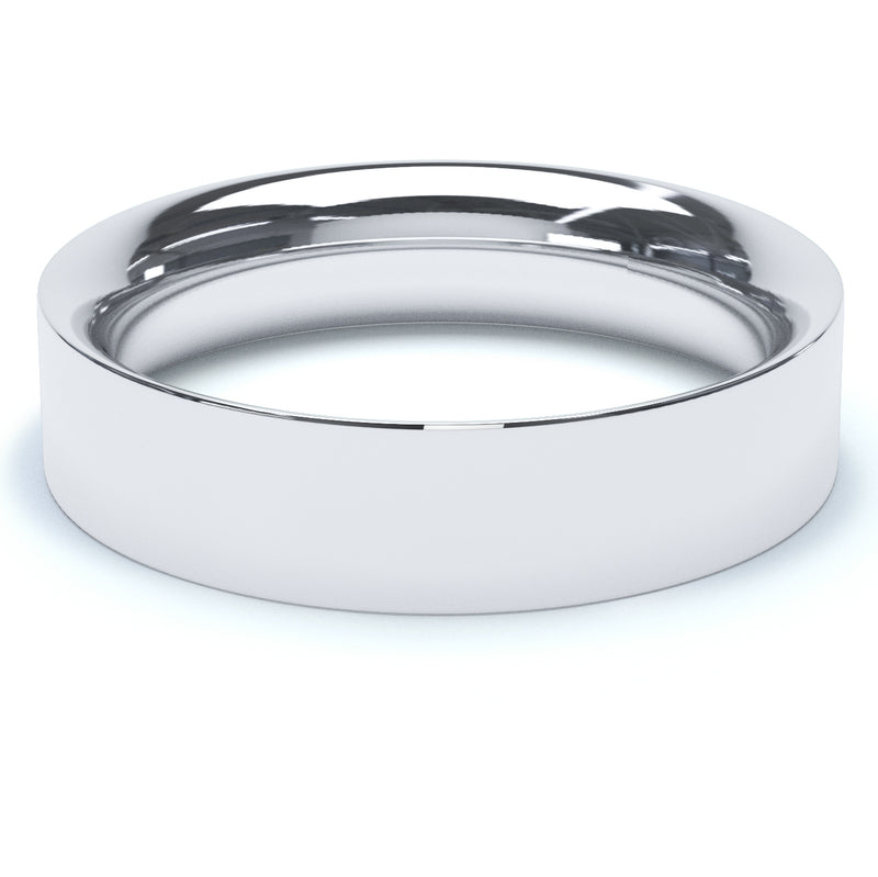 5mm Polished Flat Court Profile Wedding Band