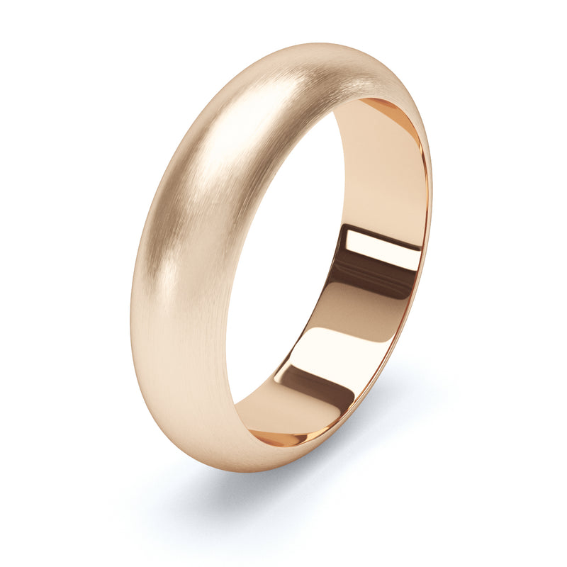 5mm Matt Finish D Shape Profile Wedding Band