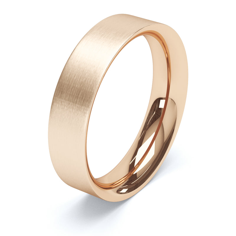 5mm Matt Finish Flat Court Profile Wedding Band