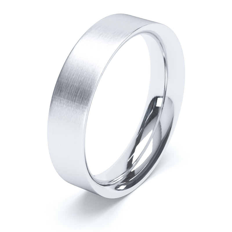 5mm Matt Finish Flat Court Profile Wedding Band