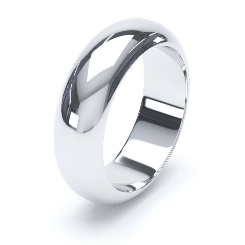 6mm Polished D Shape Profile Wedding Band