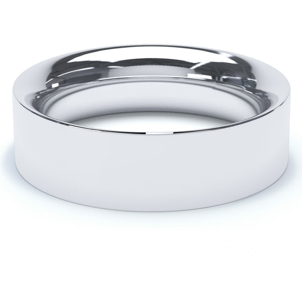 6mm Polished Flat Court Profile Wedding Band