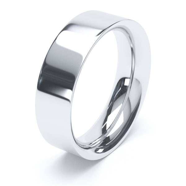 6mm Polished Flat Court Profile Wedding Band