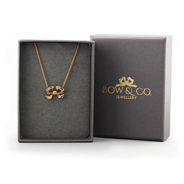 Florence 18ct Rose Gold Diamond Bow Pendant