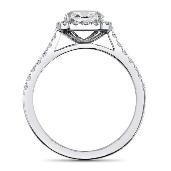Platinum 1.00ct Cushion Cut Diamond Halo Engagement Ring