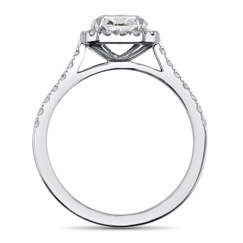 Platinum 1.50ct Cushion Cut Diamond Halo Engagement Ring