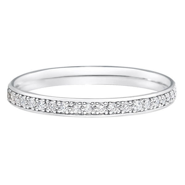 2mm Half Grain Set Diamond 18ct White Gold Wedding Band