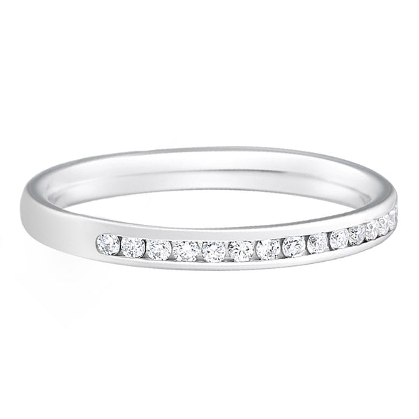 2mm Half Diamond Channel Set Platinum Wedding Band