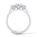 Pink Sapphire & 0.50ct Diamond Inverse Three Stone Platinum Engagement Ring
