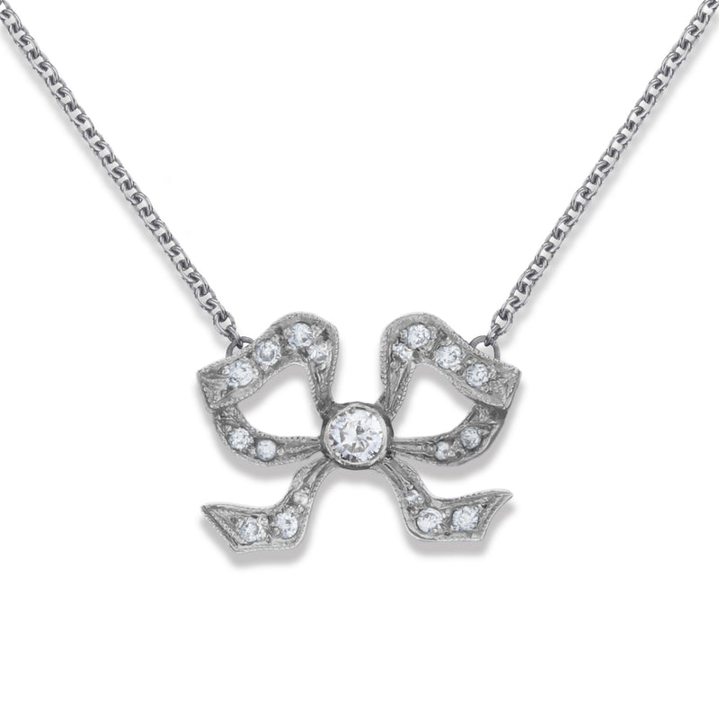 Florence Platinum Diamond Set Bow Pendant