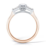 18ct Rose Gold & Platinum Emerald Cut Tapered Baguette Diamond Engagement Ring