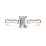 18ct Rose Gold & Platinum Emerald Cut Tapered Baguette Diamond Engagement Ring