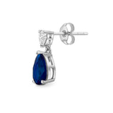 Blue Sapphire & Diamond Teardrop 18ct White Gold Drop Earrings