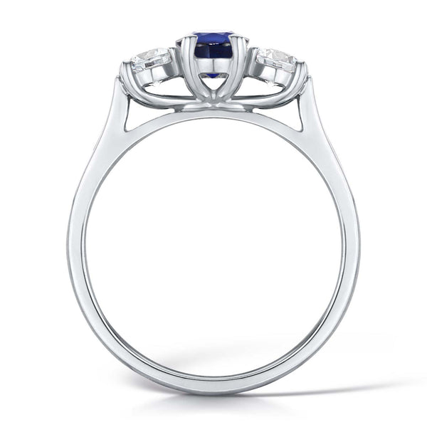 2.50ct Oval Sapphire & Diamond Three Stone Platinum Ring