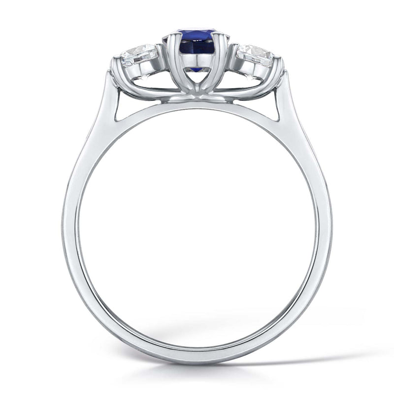 1.00ct Oval Sapphire & Diamond Three Stone Platinum Ring