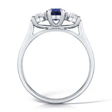 2.00ct Oval Sapphire & Diamond Three Stone Platinum Ring