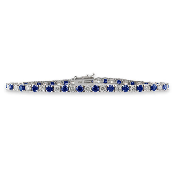 Sapphire & Diamond Line 18ct White Gold Bracelet