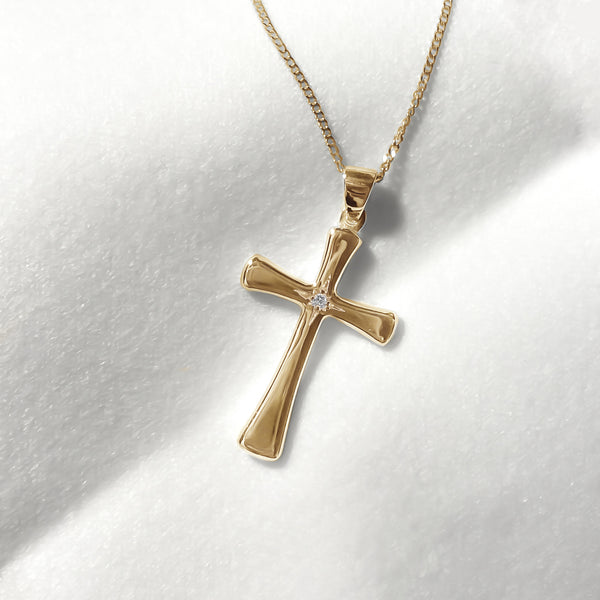 Vintage Diamond Set 18ct Yellow Gold Cross Pendant