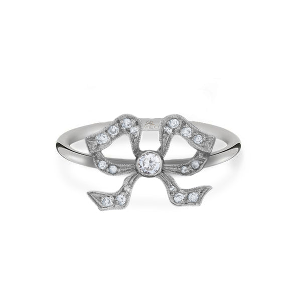 Florence Sterling Silver Diamond Set Bow Ring