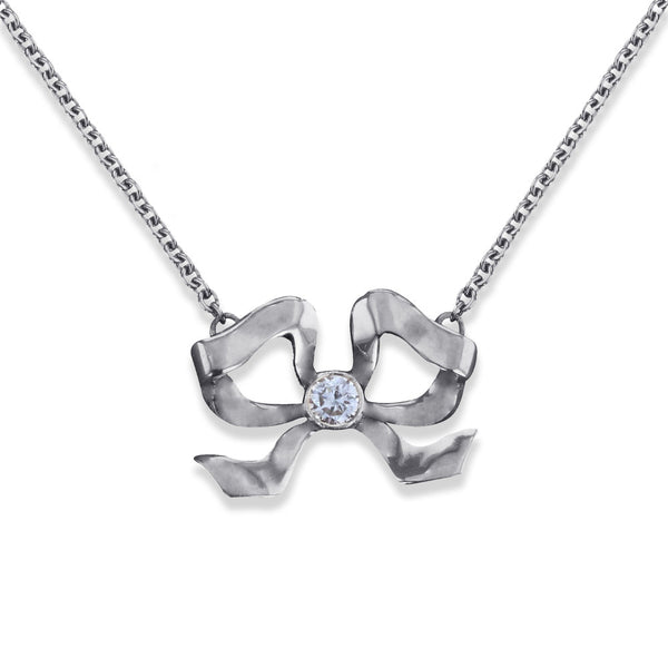 Florence Platinum Diamond Bow Pendant