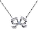 Florence Sterling Silver Diamond Bow Pendant
