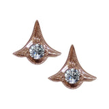 18ct Rose Gold Amelia Art Deco Diamond Set Stud Earrings