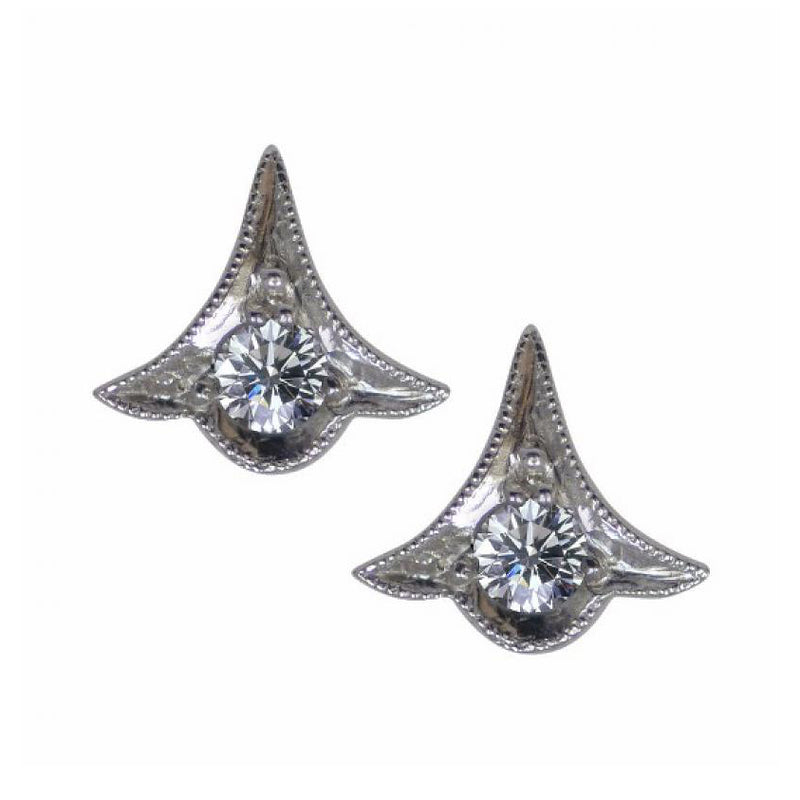 Sterling Silver Amelia Art Deco Diamond Set Stud Earrings