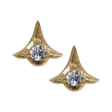 18ct Yellow Gold Amelia Art Deco Diamond Set Stud Earrings
