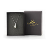 Sterling Silver Rose Diamond & Pearl Necklace