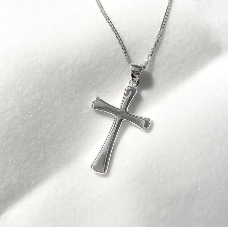 Solid 18ct White Gold Cross Pendant