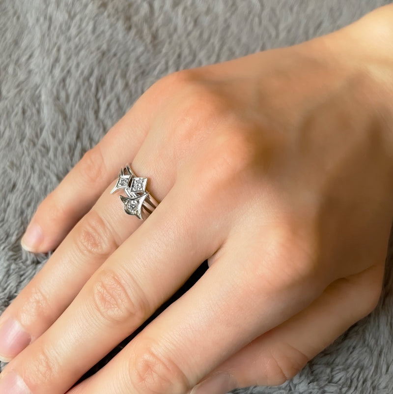Amelia Sterling Silver Diamond Stacking Ring – Bow Co Jewellery Ltd